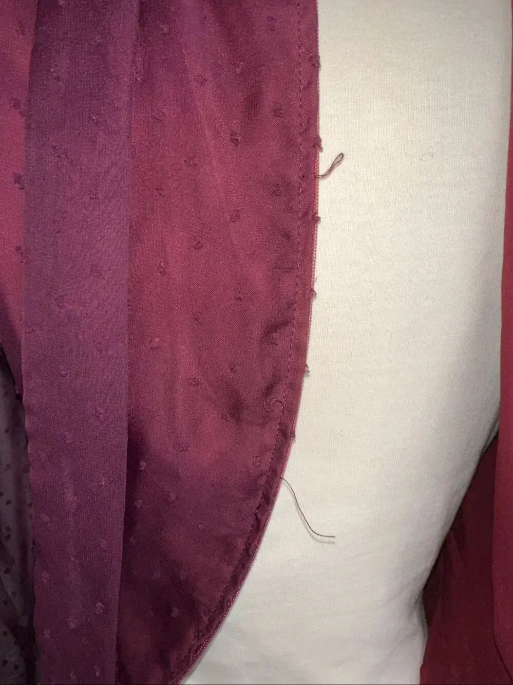 ModCloth Size 6 Apogee of Elegance Swiss Dot Tie Neck Fit & Flare Plum Dress